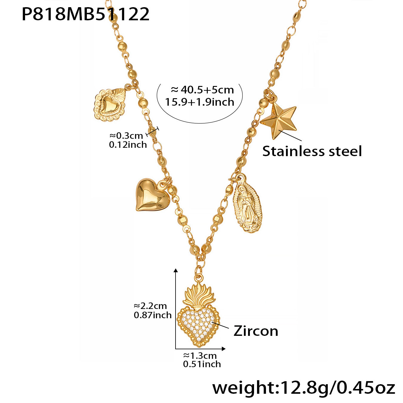 316L Stainless Steel Dainty Charm Layering Necklace Set - Image 7