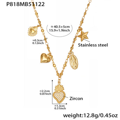 316L Stainless Steel Dainty Charm Layering Necklace Set - Image 7