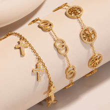316L Stainless Steel Dainty Double Circle Zircon & Multi-Charm Bracelet Set - Image 1