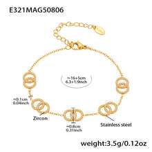 316L Stainless Steel Dainty Double Circle Zircon & Multi-Charm Bracelet Set - Image 3