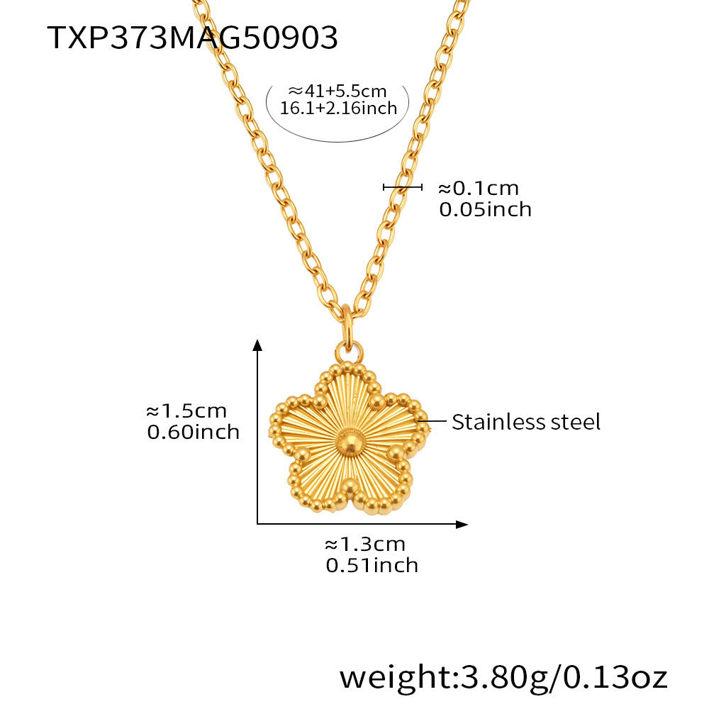 316L Stainless Steel Dainty Five-Petal Flower & Mother-of-Pearl Square Zircon Collection - Image 13