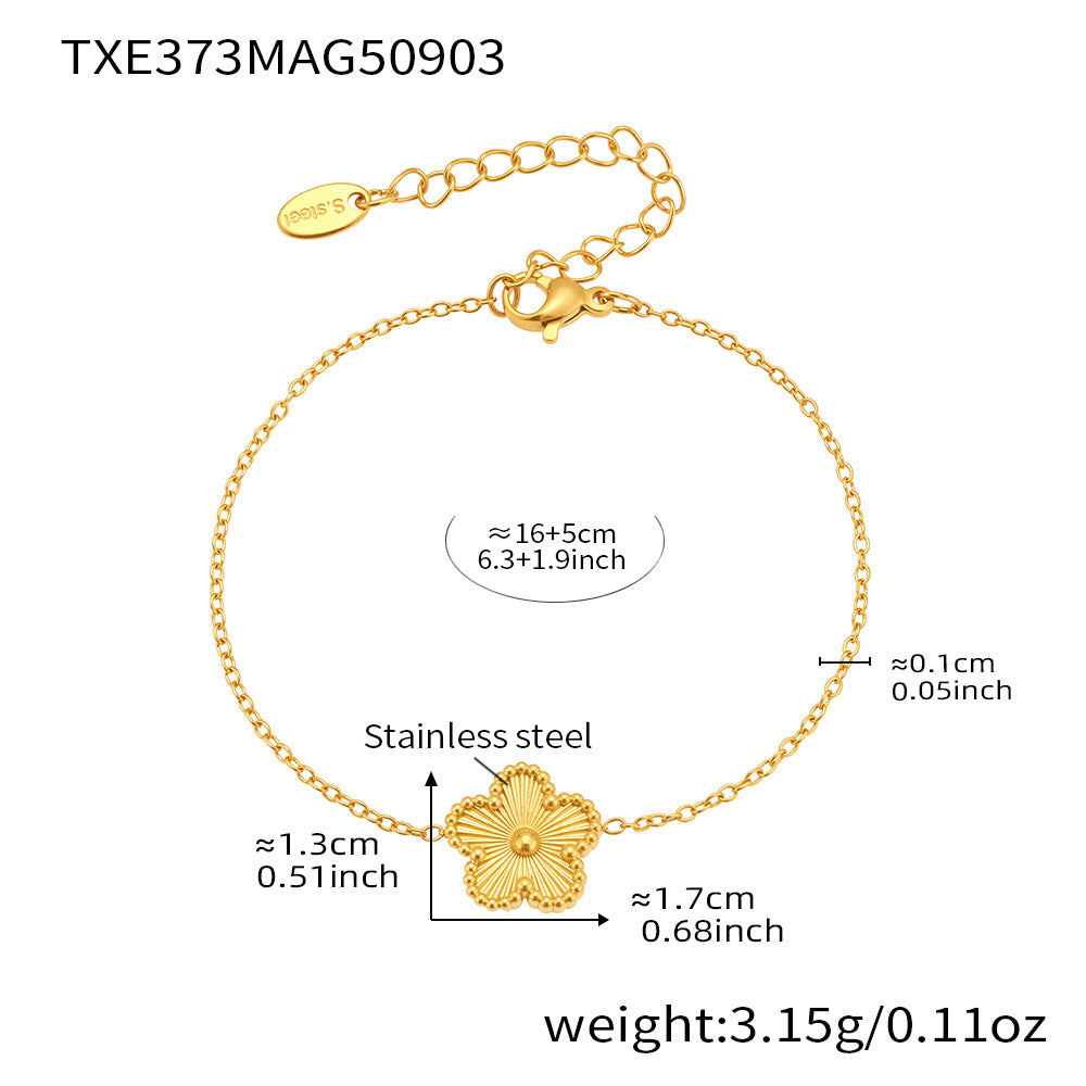 316L Stainless Steel Dainty Five-Petal Flower & Mother-of-Pearl Square Zircon Collection - Image 7