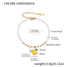 316L Stainless Steel Dainty Lemon Daisy Shell Pearl Charm Bracelet - Image 3