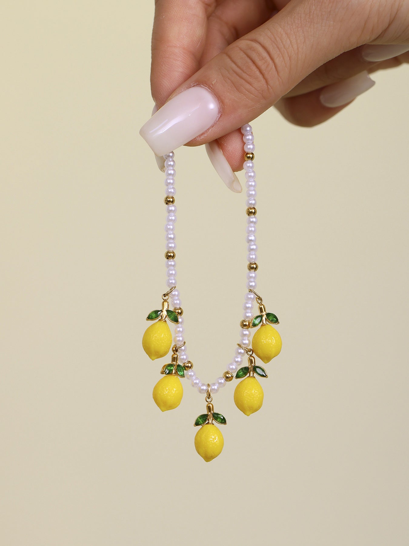 316L Stainless Steel Dainty Lemon Daisy Shell Pearl Charm Bracelet - Image 6