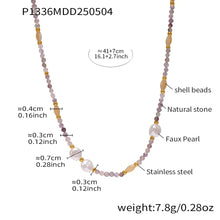 316L Stainless Steel Dainty Natural Stone & Gold Bead Heart Necklace - Image 7