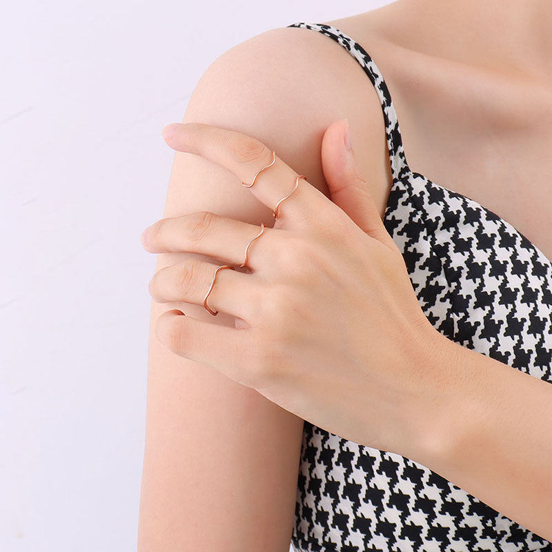 316L Stainless Steel Dainty Stackable Couple's Ring - Image 1