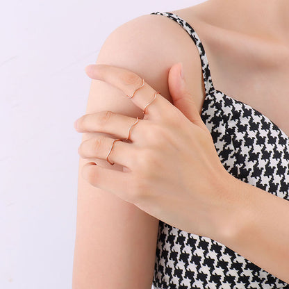 316L Stainless Steel Dainty Stackable Couple's Ring - Image 1