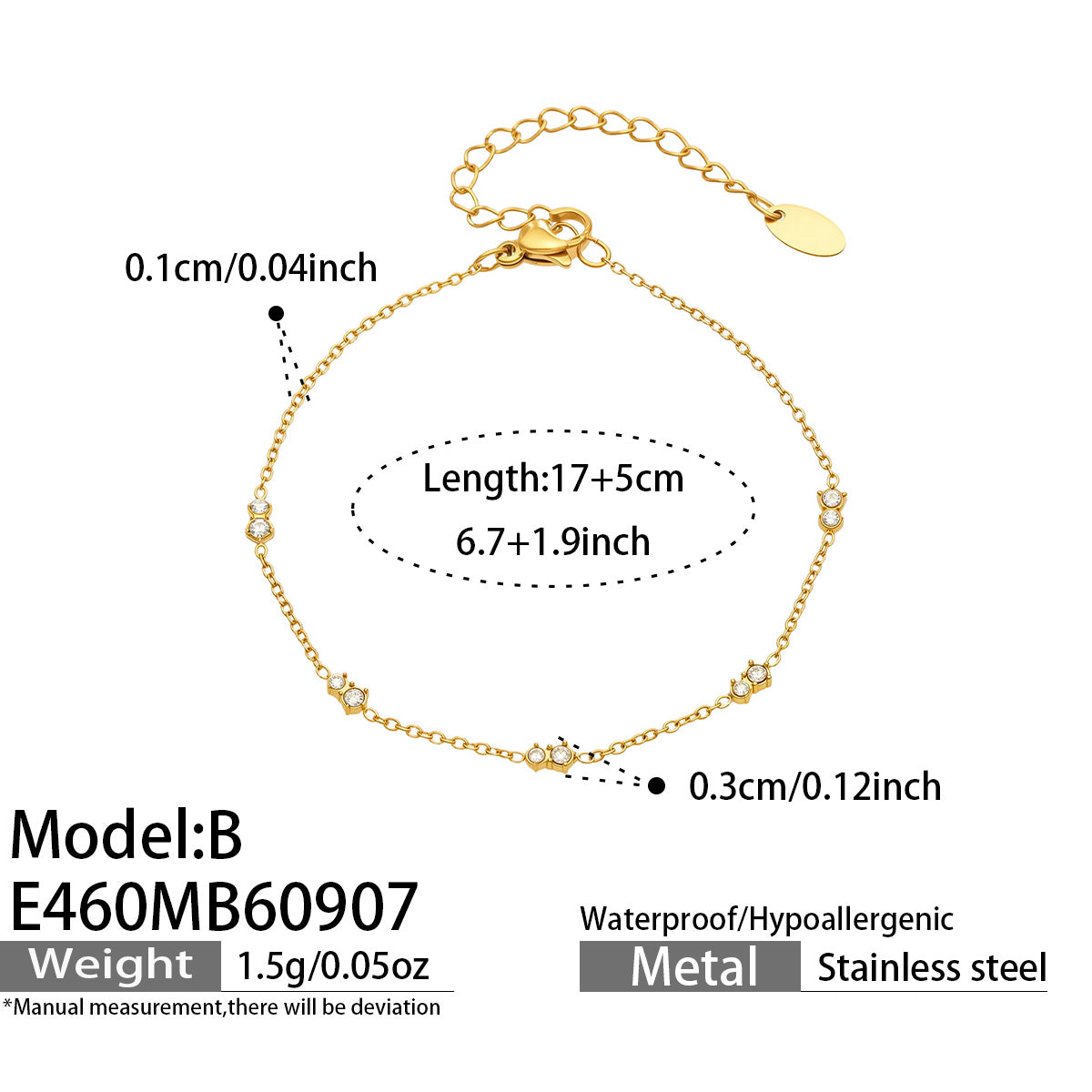 316L Stainless Steel 18K PVD Gold Daisy Bracelet made with 316L stainless steel and 18K PVD gold finish for wholesale jewelry buyers - image 15