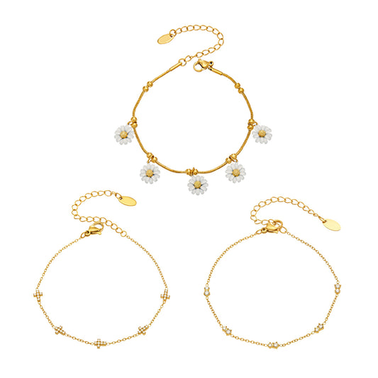 E453 steel daisy chain bracelet size guide with 17.5 cm bracelet and extension chain