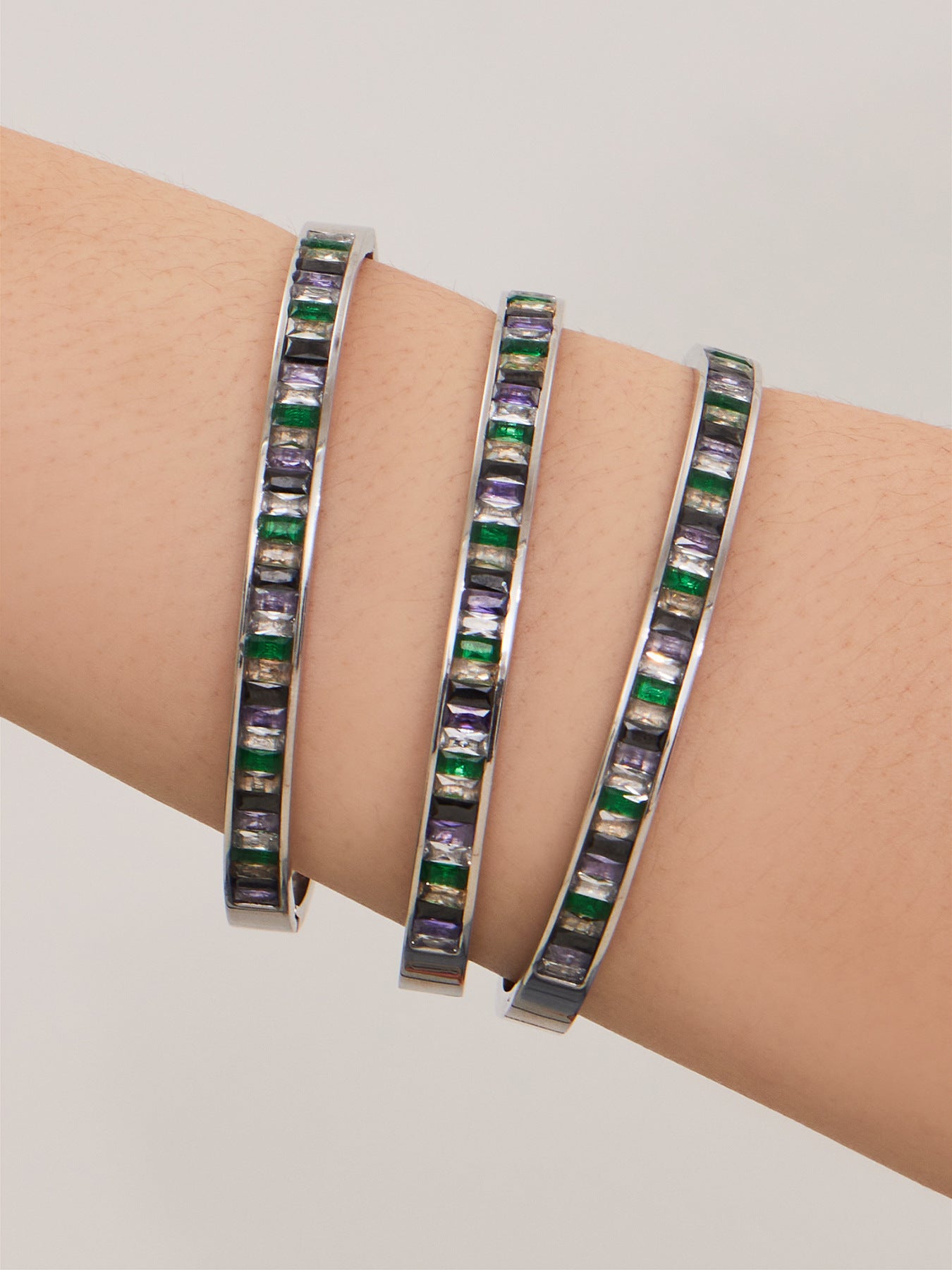 316L Stainless Steel Dazzling 5A Square Zircon Paved Bracelet - Image 10