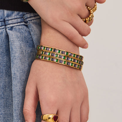 316L Stainless Steel Dazzling 5A Square Zircon Paved Bracelet - Image 11