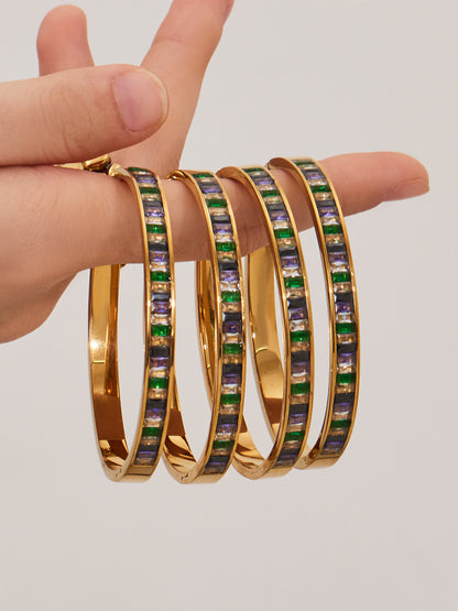 316L Stainless Steel Dazzling 5A Square Zircon Paved Bracelet - Image 12