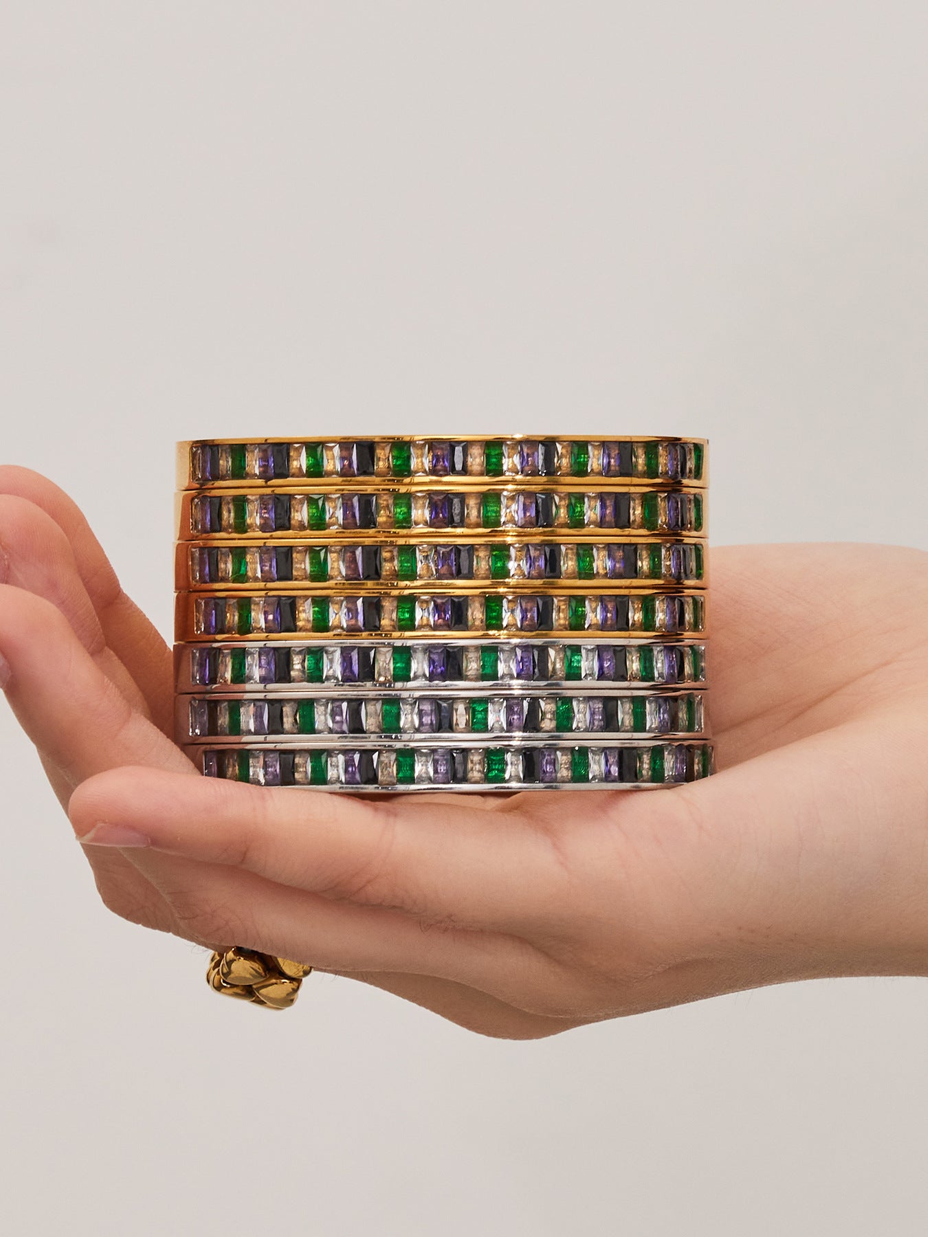 316L Stainless Steel Dazzling 5A Square Zircon Paved Bracelet - Image 3