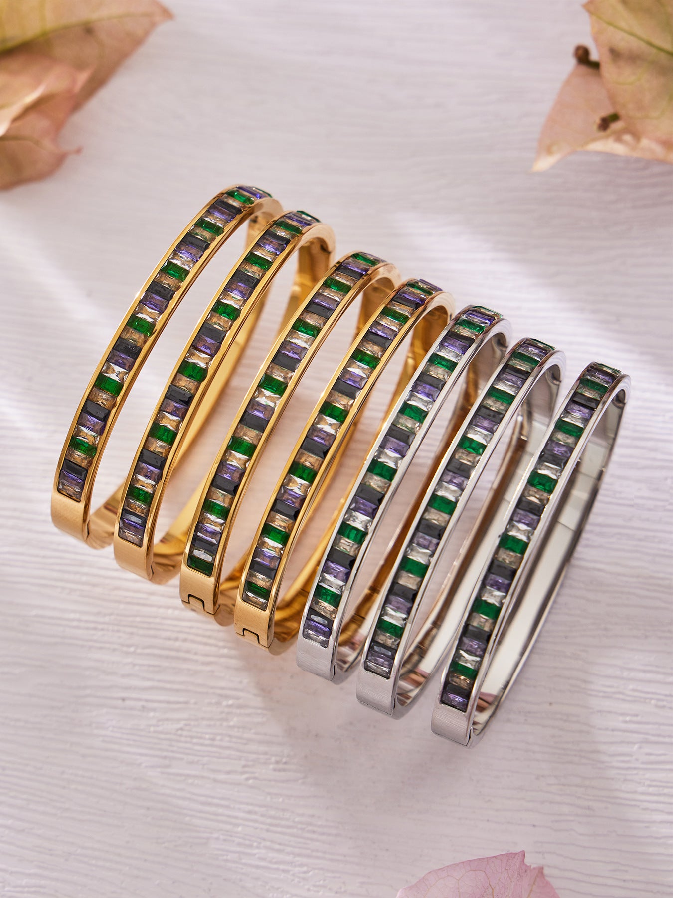 316L Stainless Steel Dazzling 5A Square Zircon Paved Bracelet - Image 4