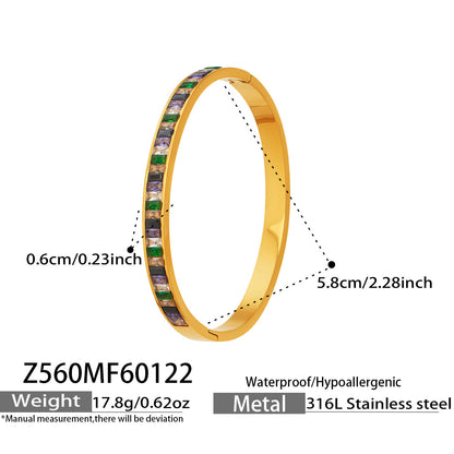 316L Stainless Steel Dazzling 5A Square Zircon Paved Bracelet - Image 5