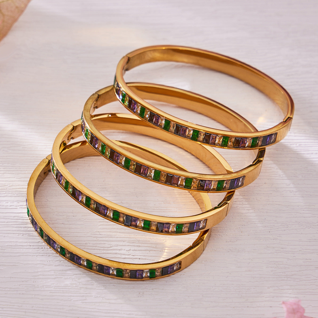 316L Stainless Steel Dazzling 5A Square Zircon Paved Bracelet - Image 7