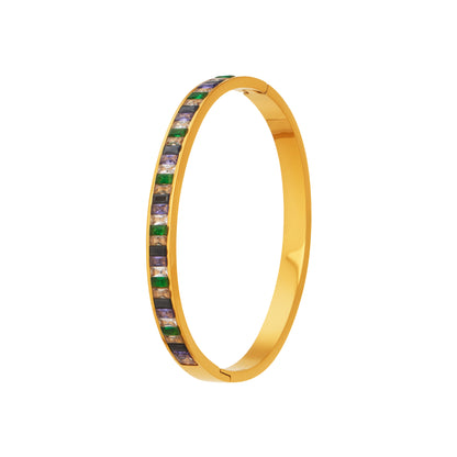 316L Stainless Steel Dazzling 5A Square Zircon Paved Bracelet - Image 9