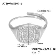 316L Stainless Steel Dazzling Pave Zircon Open Ring - Image 10