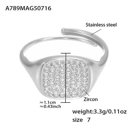 316L Stainless Steel Dazzling Pave Zircon Open Ring - Image 10