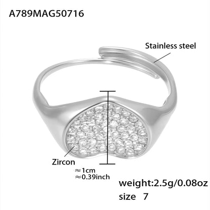 316L Stainless Steel Dazzling Pave Zircon Open Ring - Image 11