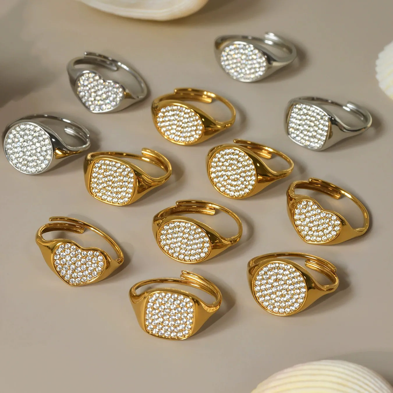 316L Stainless Steel Dazzling Pave Zircon Open Ring - Image 2