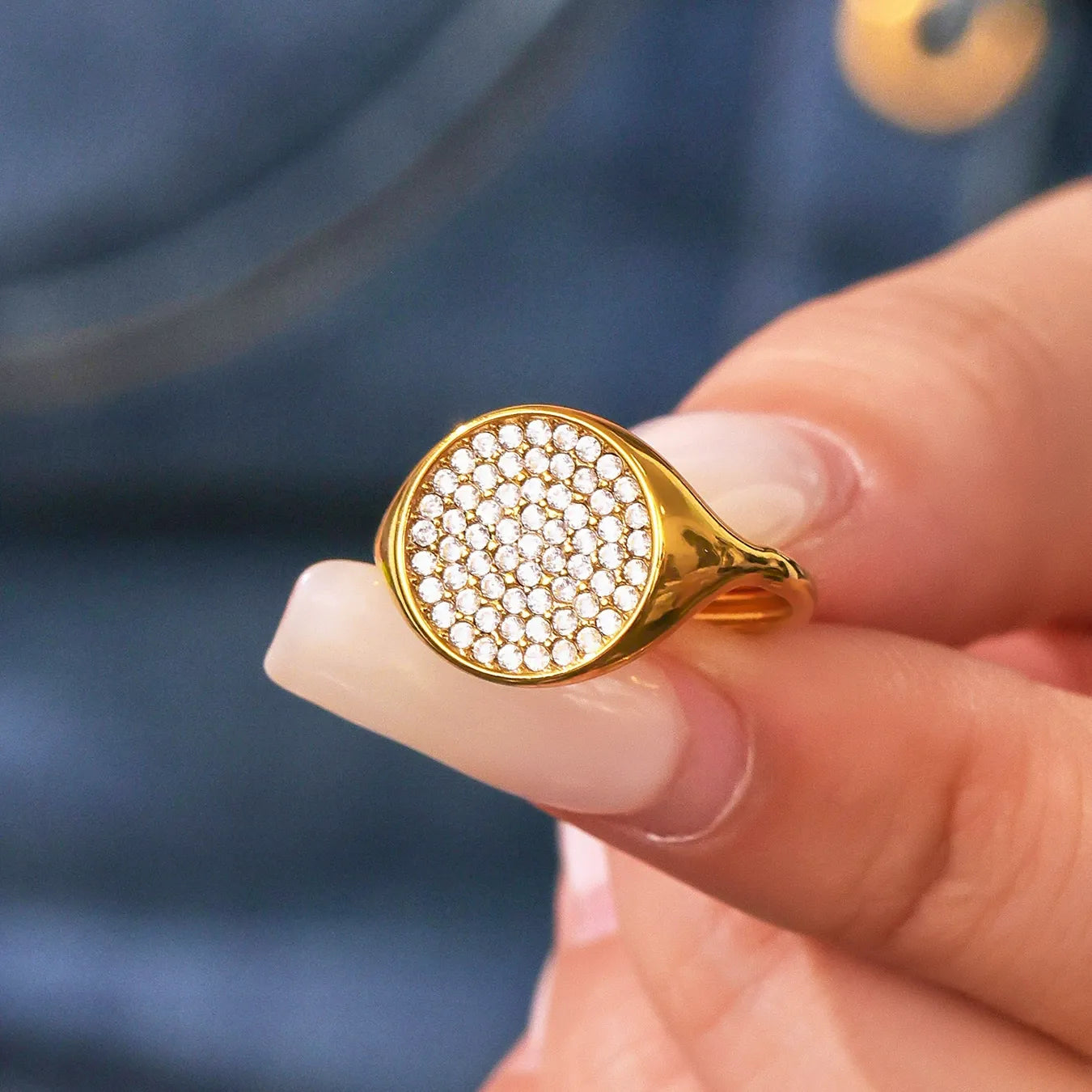 316L Stainless Steel Dazzling Pave Zircon Open Ring - Image 3