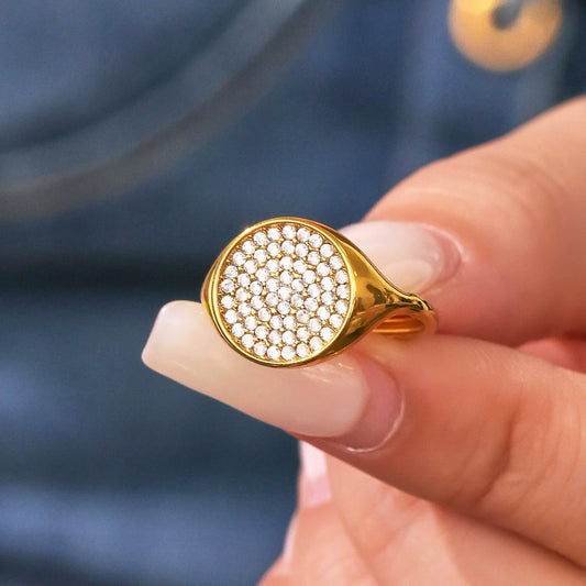 316L Stainless Steel Dazzling Pave Zircon Open Ring - Image 3