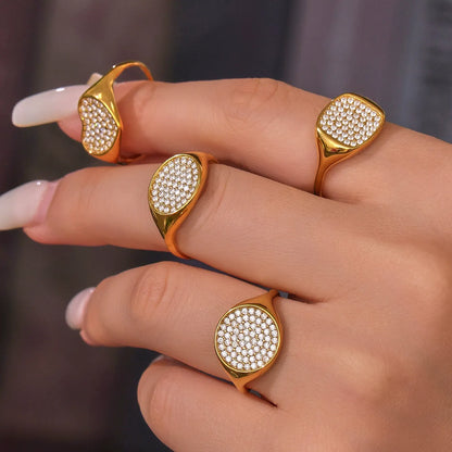 316L Stainless Steel Dazzling Pave Zircon Open Ring - Image 4