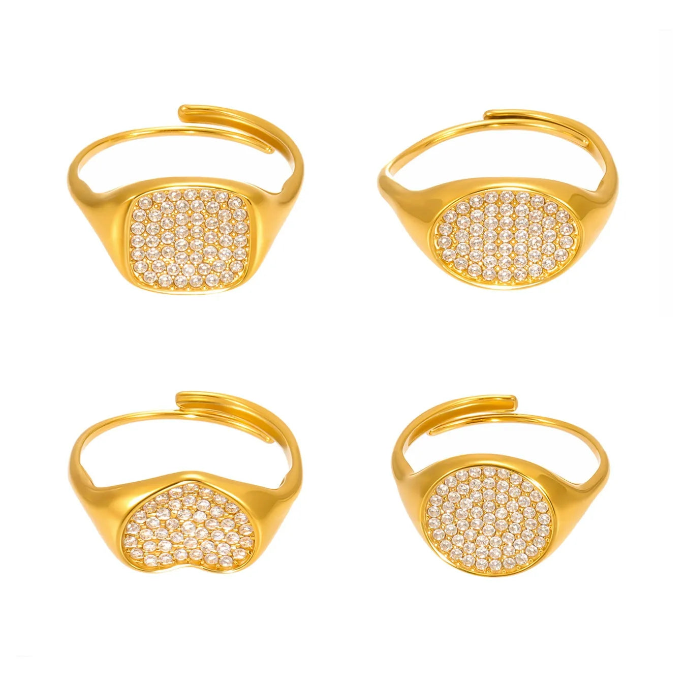 316L Stainless Steel Dazzling Pave Zircon Open Ring - Image 5