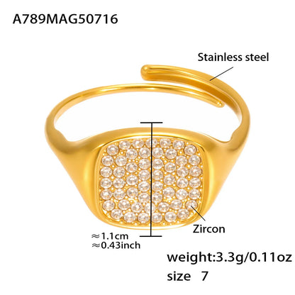 316L Stainless Steel Dazzling Pave Zircon Open Ring - Image 6
