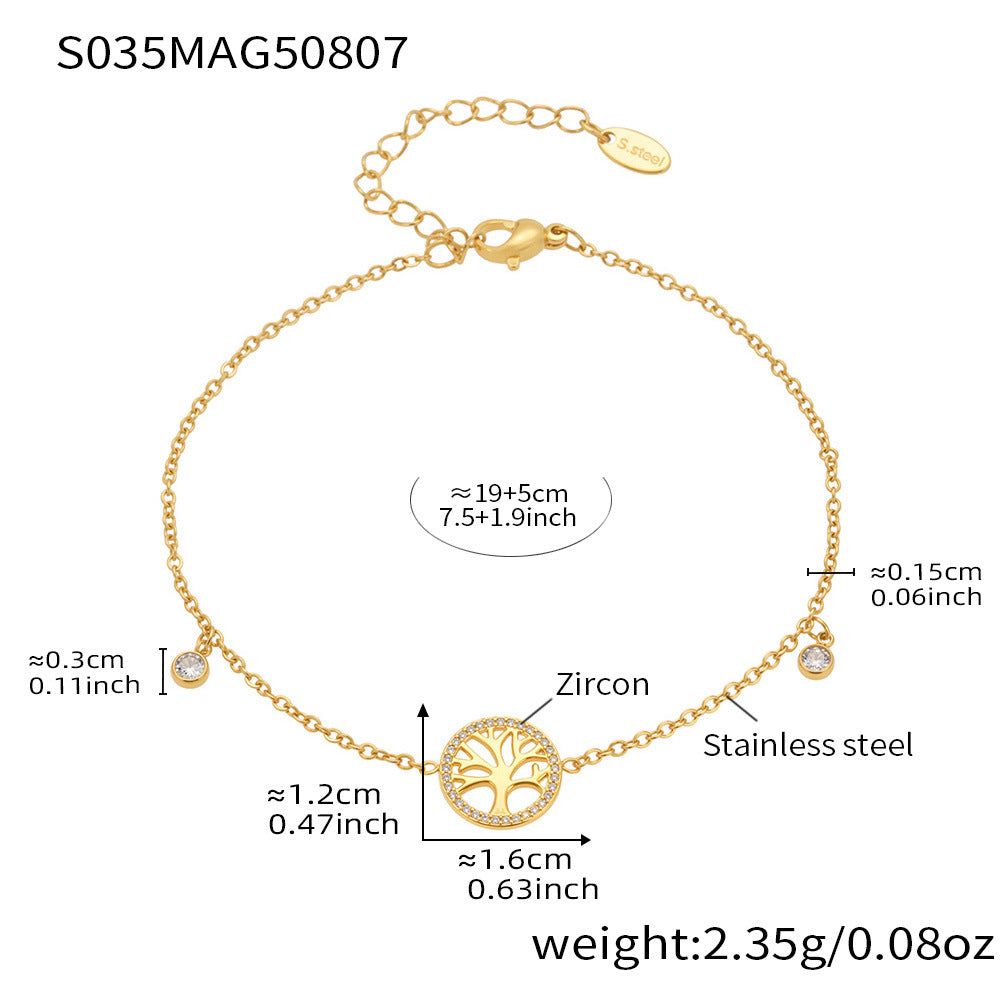 316L Stainless Steel Dazzling Zircon Butterfly Tassel Anklet - Image 1
