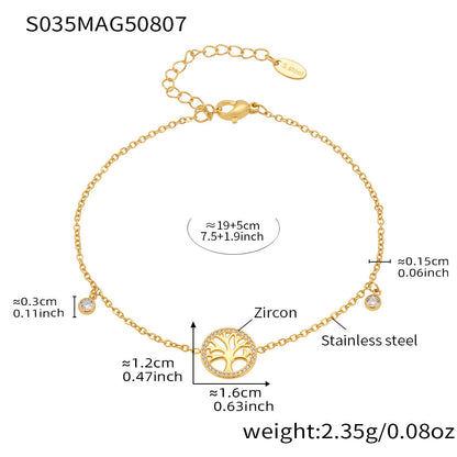 316L Stainless Steel Dazzling Zircon Butterfly Tassel Anklet - Image 1