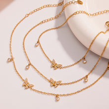 316L Stainless Steel Dazzling Zircon Butterfly Tassel Anklet - Image 2