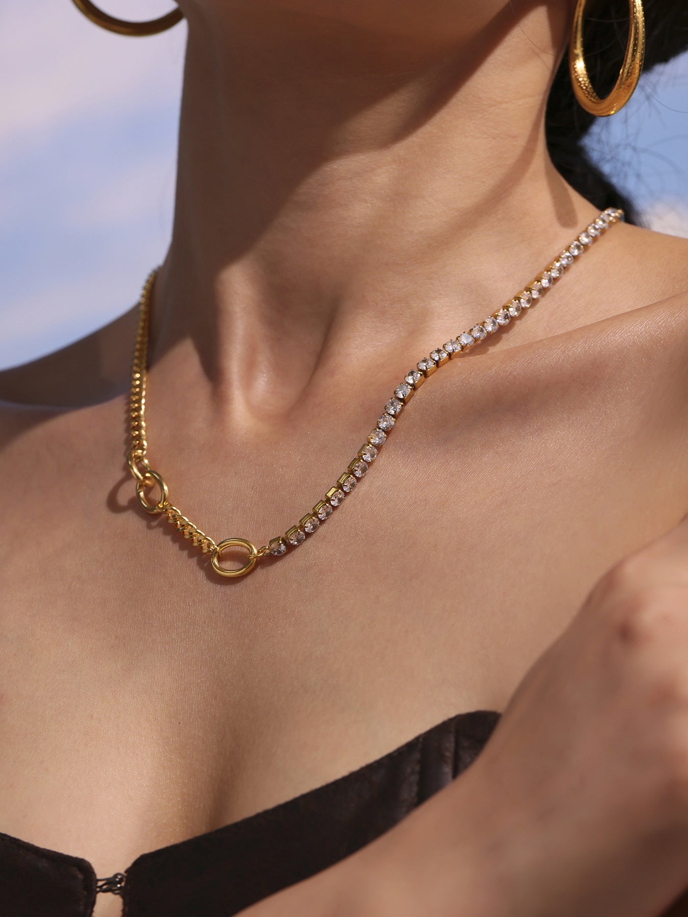 316L Stainless Steel Delicate Dancing Girl 5A Zircon Double-Layer Clavicle Necklace - Image 11