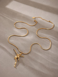 316L Stainless Steel Delicate Dancing Girl 5A Zircon Double-Layer Clavicle Necklace - Image 12