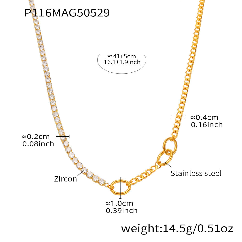 316L Stainless Steel Delicate Dancing Girl 5A Zircon Double-Layer Clavicle Necklace - Image 2
