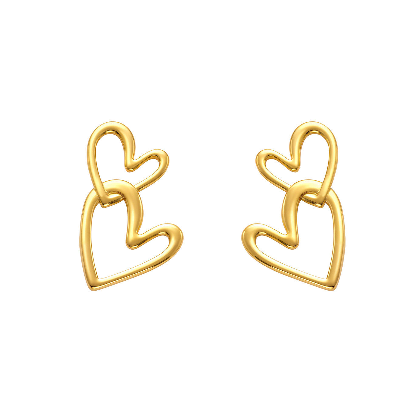 316L Stainless Steel Delicate Double Heart Earrings - Image 2