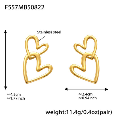 316L Stainless Steel Delicate Double Heart Earrings - Image 4
