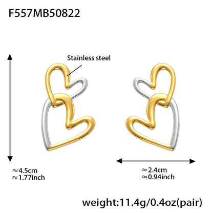 316L Stainless Steel Delicate Double Heart Earrings - Image 5