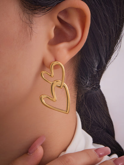 316L Stainless Steel Delicate Double Heart Earrings - Image 7