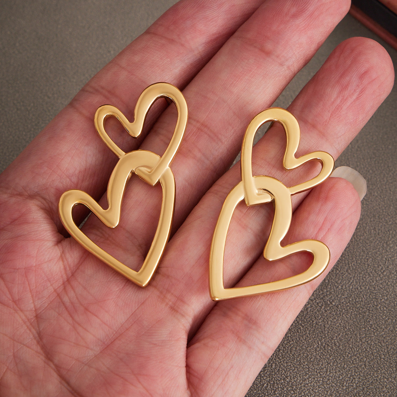 316L Stainless Steel Delicate Double Heart Earrings - Image 8