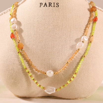 316L Stainless Steel Delicate Faceted Cat's Eye Beaded Necklace - Image 2