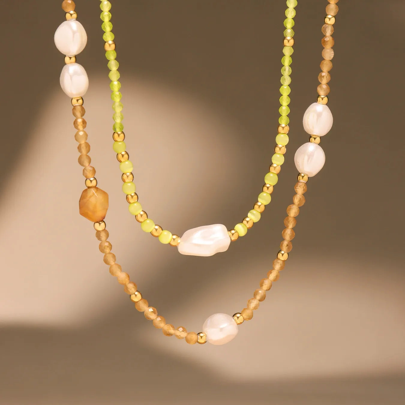 316L Stainless Steel Delicate Faceted Cat's Eye Beaded Necklace - Image 4