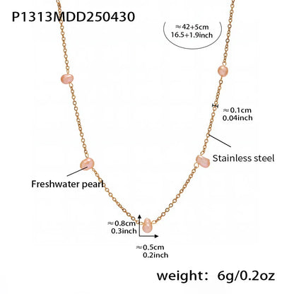 316L Stainless Steel Delicate Freshwater Pearl Necklace - Image 5
