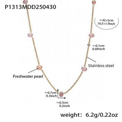 316L Stainless Steel Delicate Freshwater Pearl Necklace - Image 6