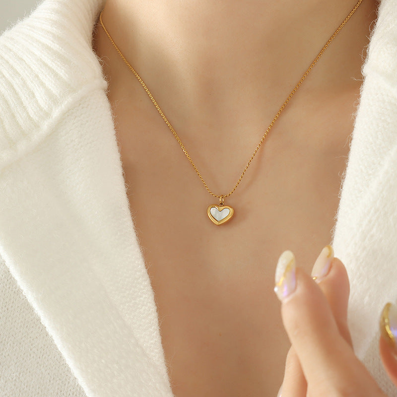 316L Stainless Steel Delicate Heart Shell Necklace, Bracelet & Earring Collection - Image 2