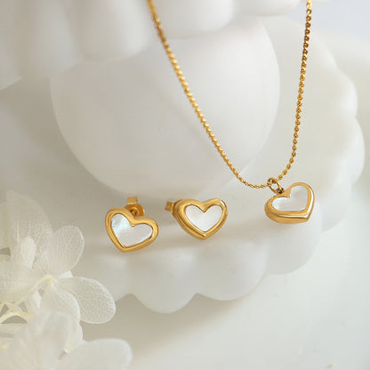 316L Stainless Steel Delicate Heart Shell Necklace, Bracelet & Earring Collection - Image 4