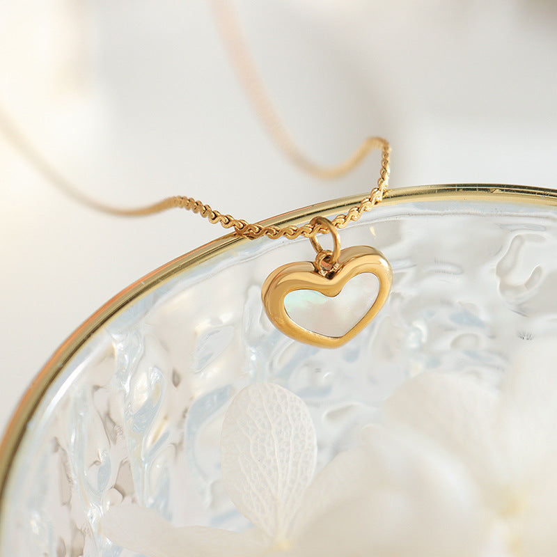 316L Stainless Steel Delicate Heart Shell Necklace, Bracelet & Earring Collection - Image 9