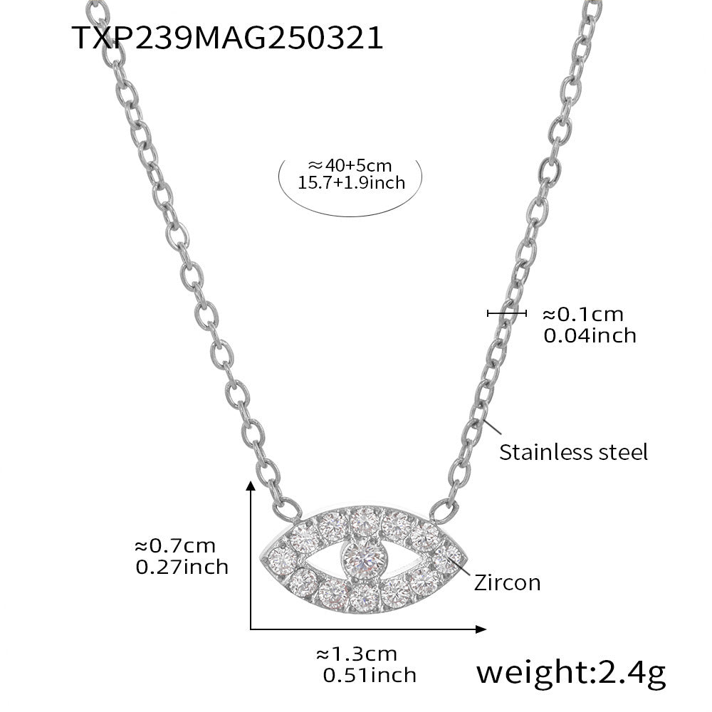 316L Stainless Steel Delicate Layered Evil Eye 5A Zircon Necklace & Bracelet - Image 1