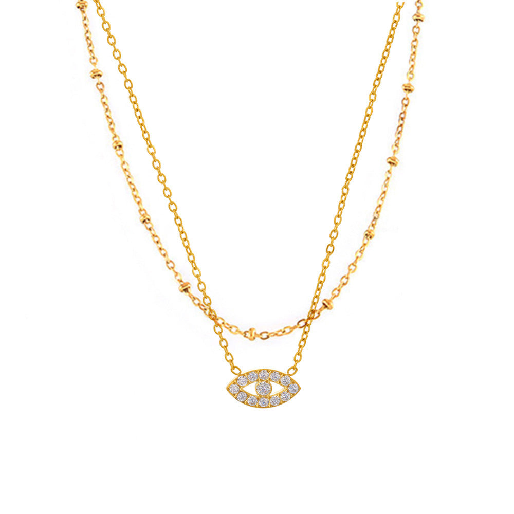 316L Stainless Steel Delicate Layered Evil Eye 5A Zircon Necklace & Bracelet - Image 10